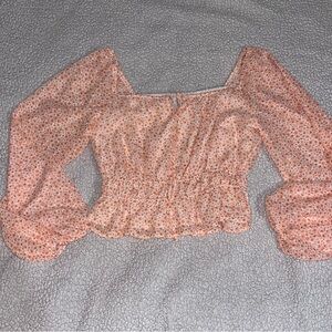 Floral smocked crop long sleeve